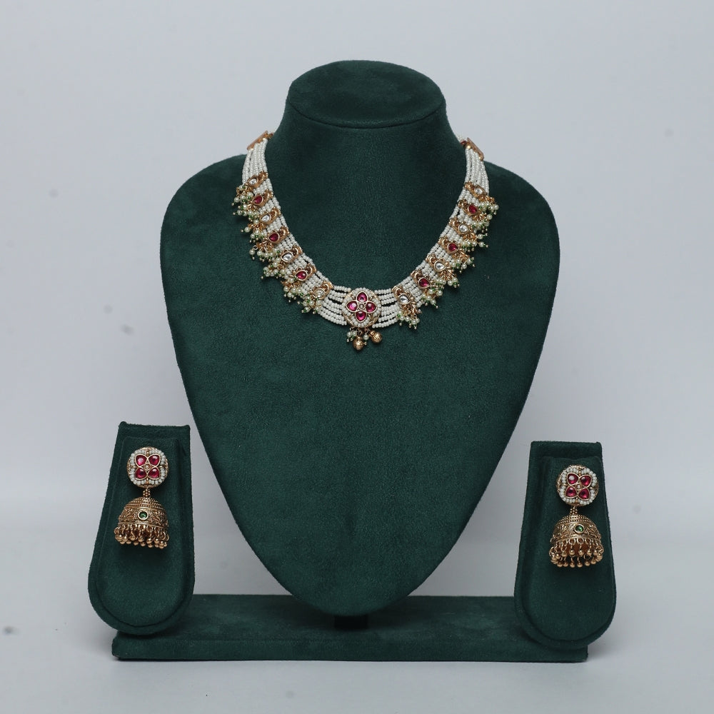 Premium kundan pearl choker necklace
