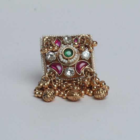 Regal Kundan Stone Adjustable Ring