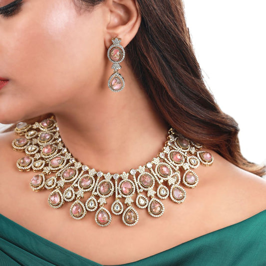 Anaya Vintage Blush Kundan Necklace Set
