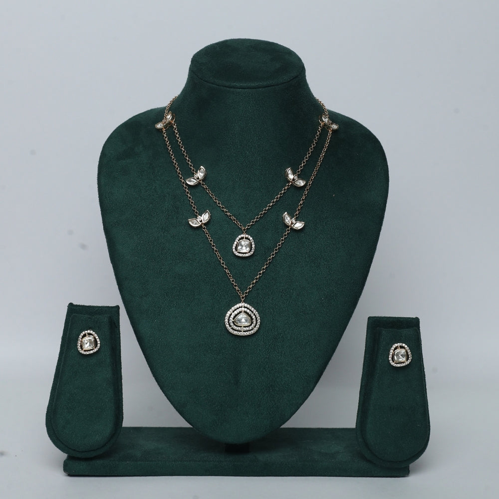 Chained kundan set swarovski finish