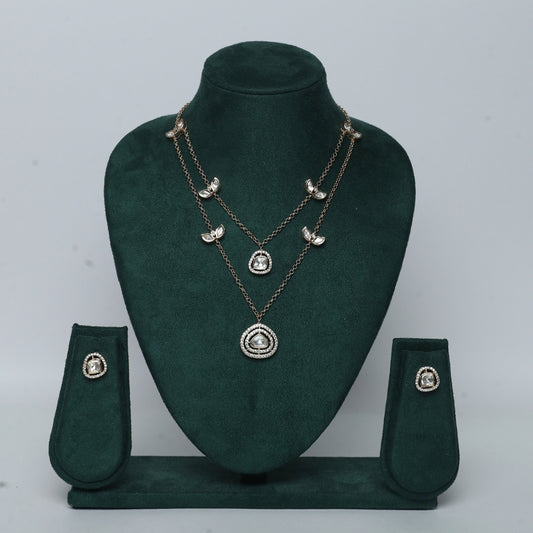 Chained kundan set swarovski finish