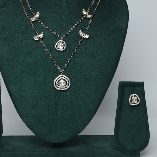 Chained kundan set swarovski finish