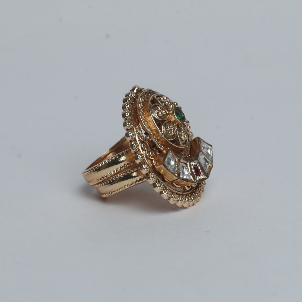 Majestic Kundan Round Dome Ring