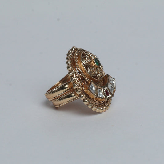 Majestic Kundan Round Dome Ring