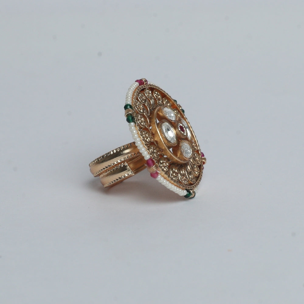 Royal Heritage Kundan Round Ring