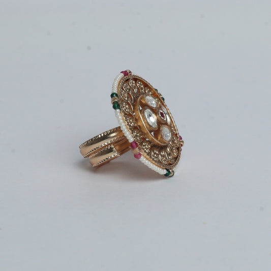 Royal Heritage Kundan Round Ring