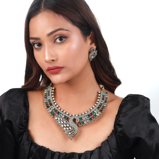Mayura Multicolored Peacock Choker Set