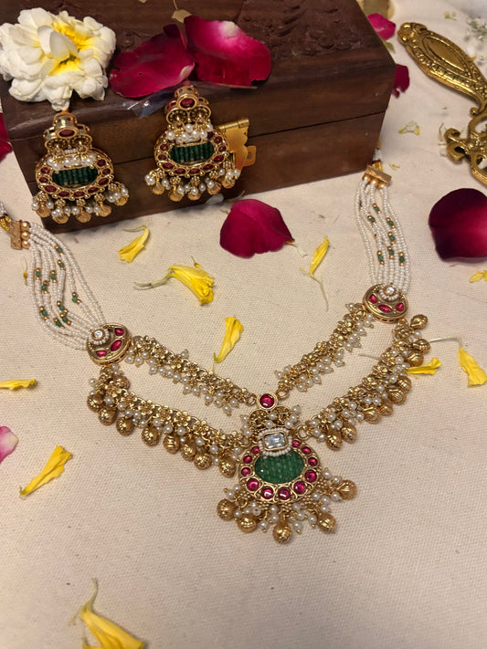Zarmina Rajwadi Pearl Kundan Set HT1006