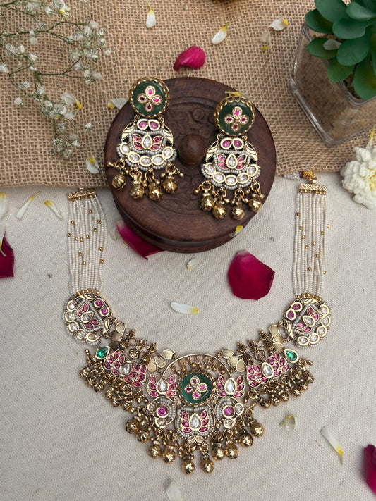 Gulnaar Rajputi Kundan Haar Set HT1004