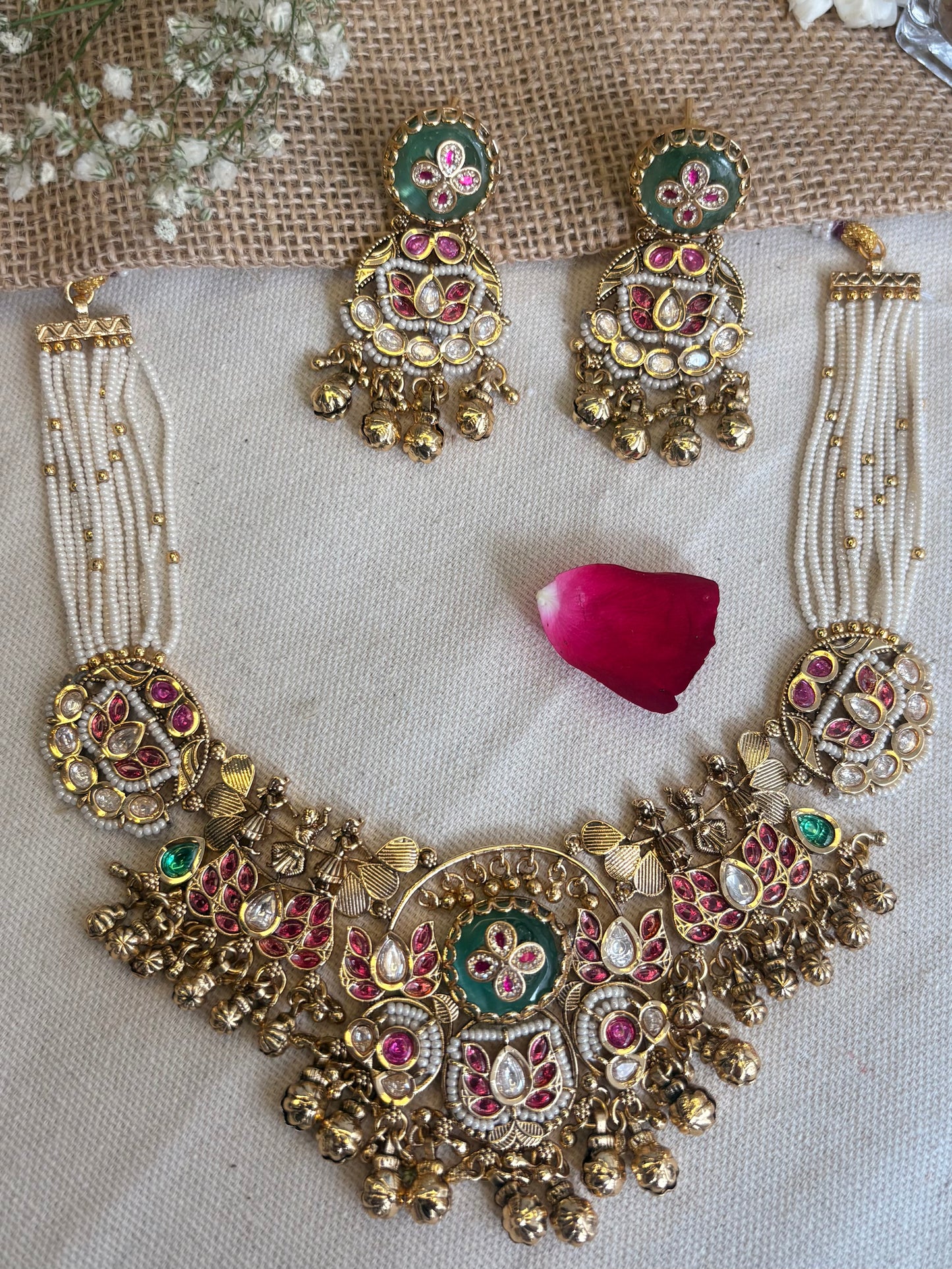 Gulnaar Rajputi Kundan Haar Set HT1004
