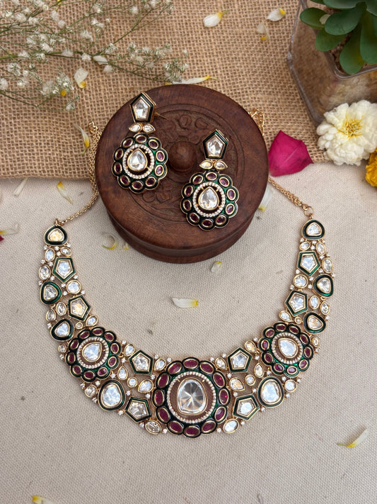 Emerald Rajwadi Kundan Set” HT1005