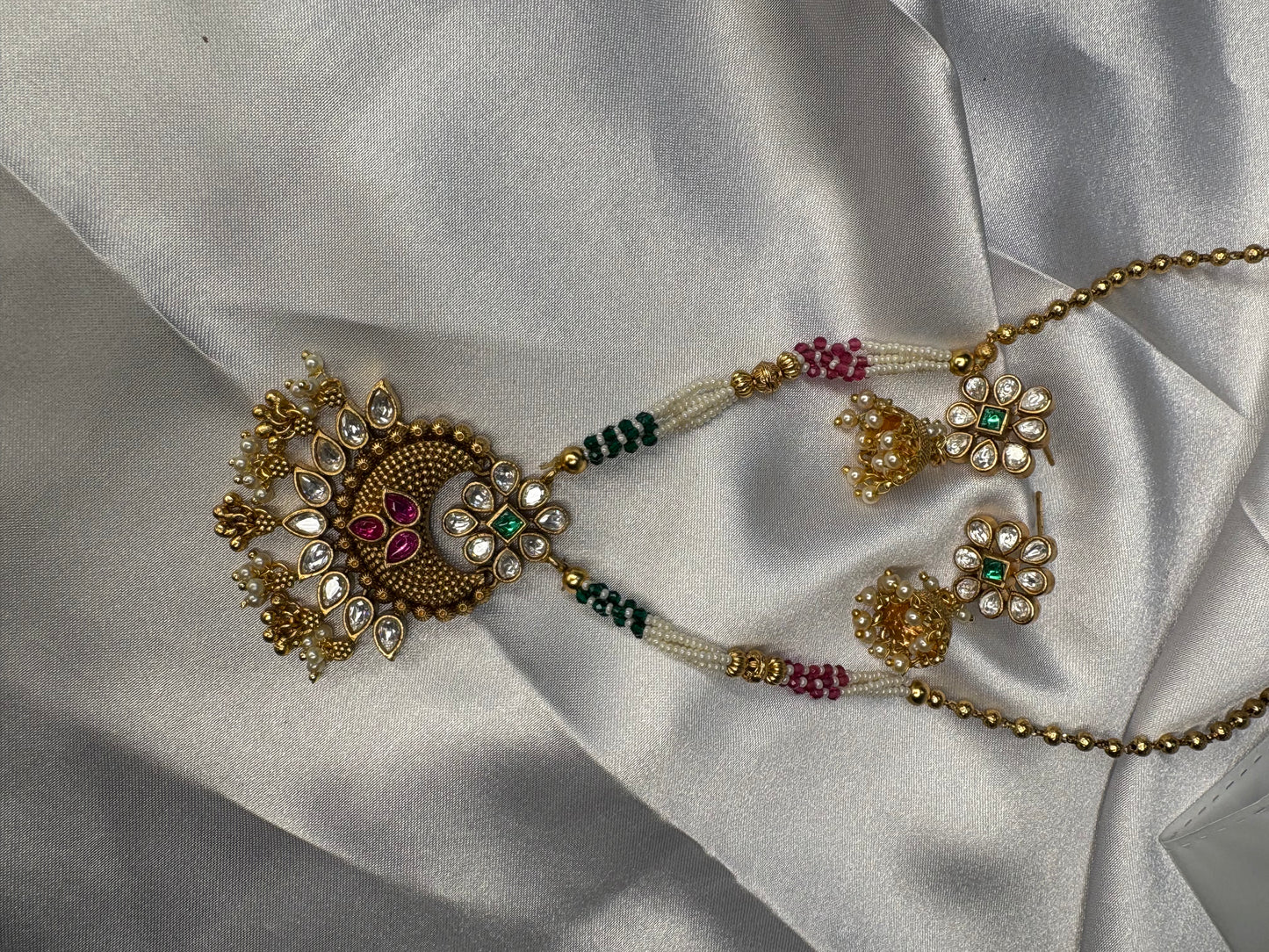Regal Crescent Kundan Pendant Set