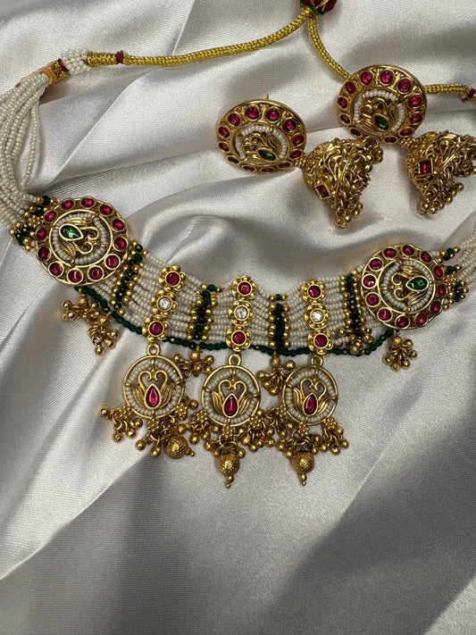 Heritage Pearl & Kundan chocker necklace set
