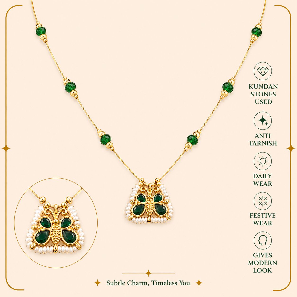 Emerald flutter necklace MN1015