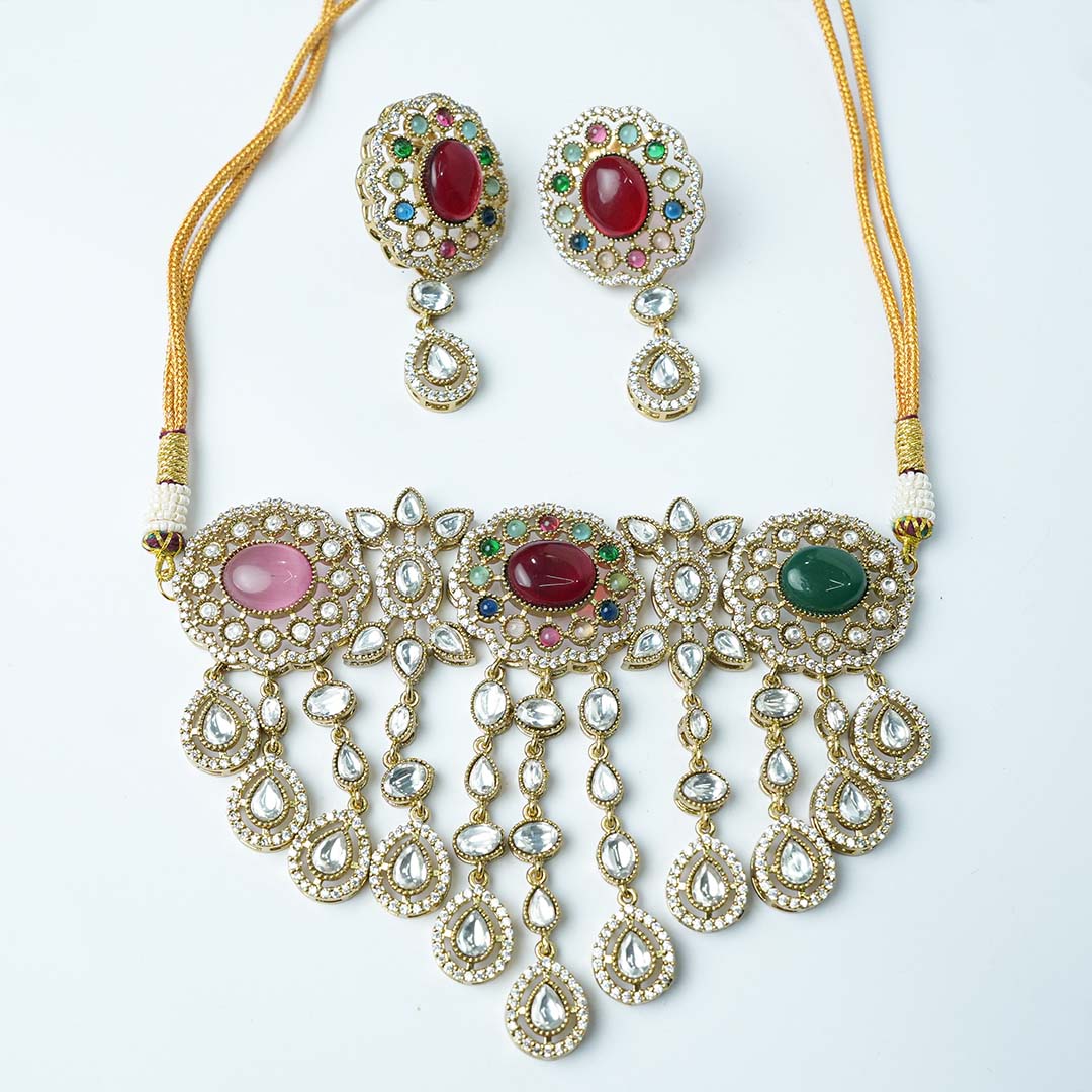 Elegant Multi-Stone Necklace Set
