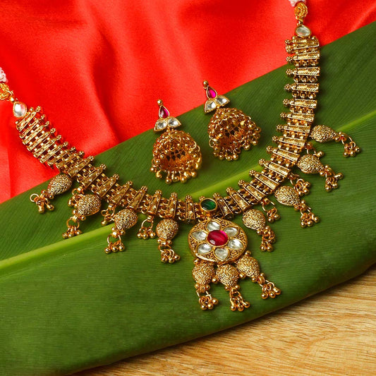 Regal Blossom Kundan Necklace Set