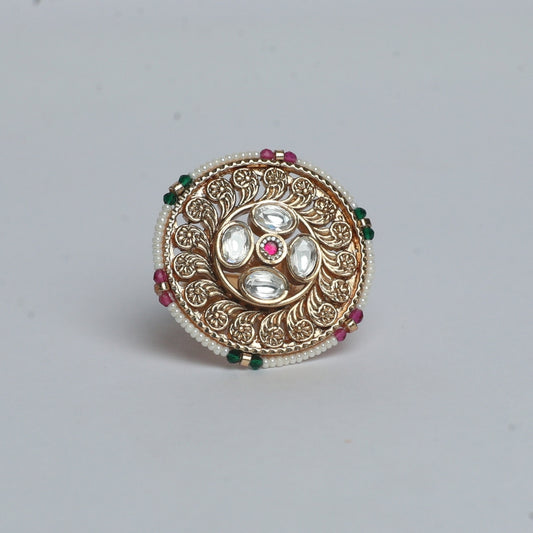 Royal Heritage Kundan Round Ring