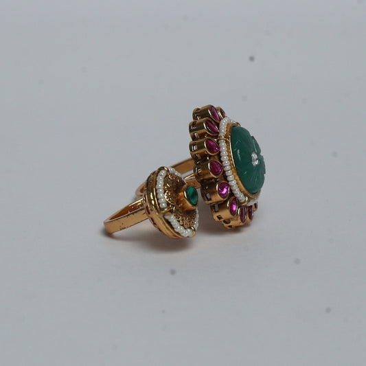 Regal Triple Stone Kundan Ring