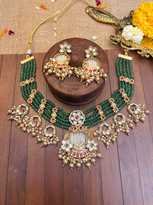 Zarmina Rajwadi Kundan Haar Set HT1001