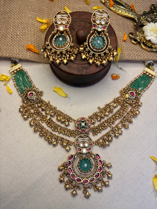 Meherbaan Rajwadi Kundan Pendant Set HT1003
