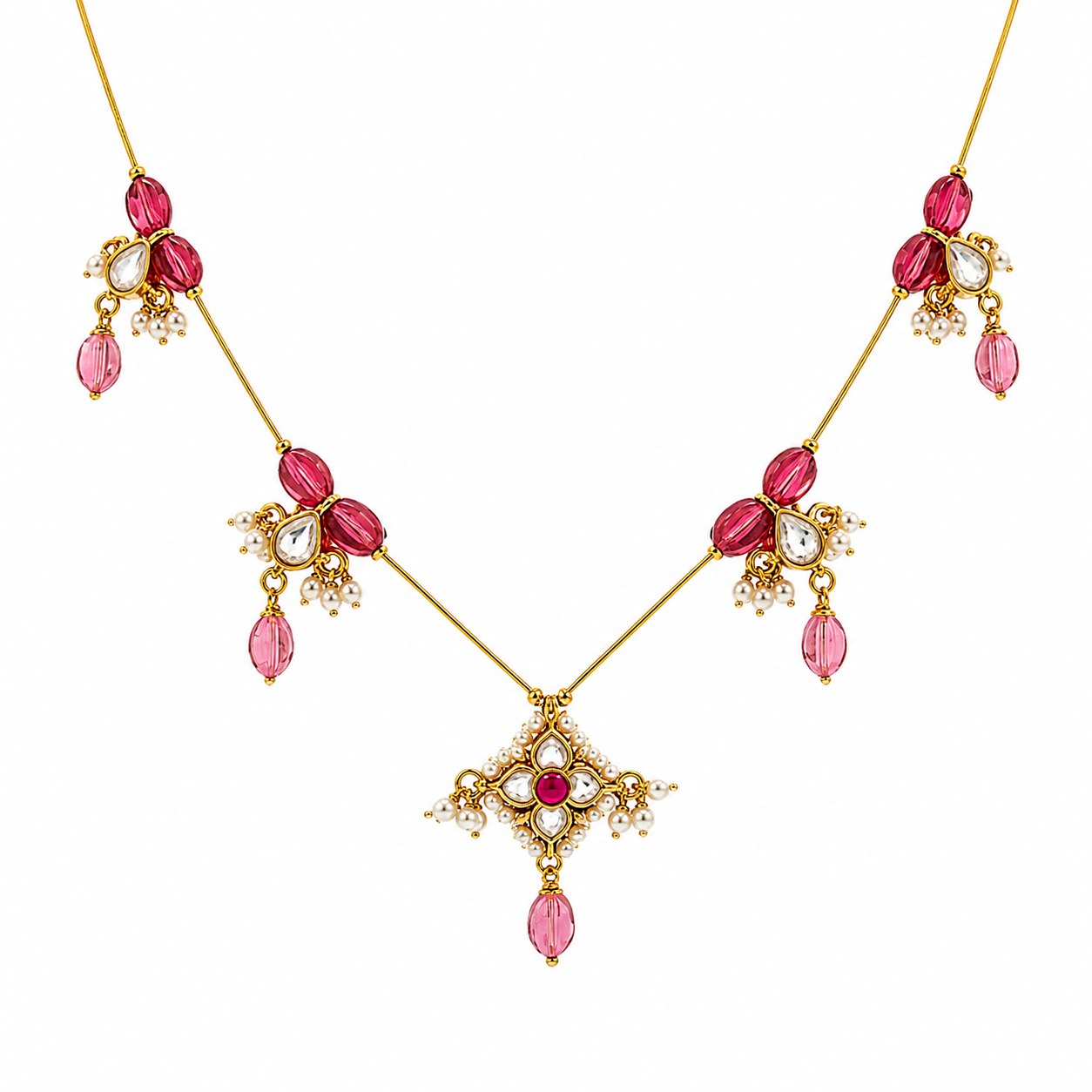 Crimson Bloom Ruby Drop Necklace