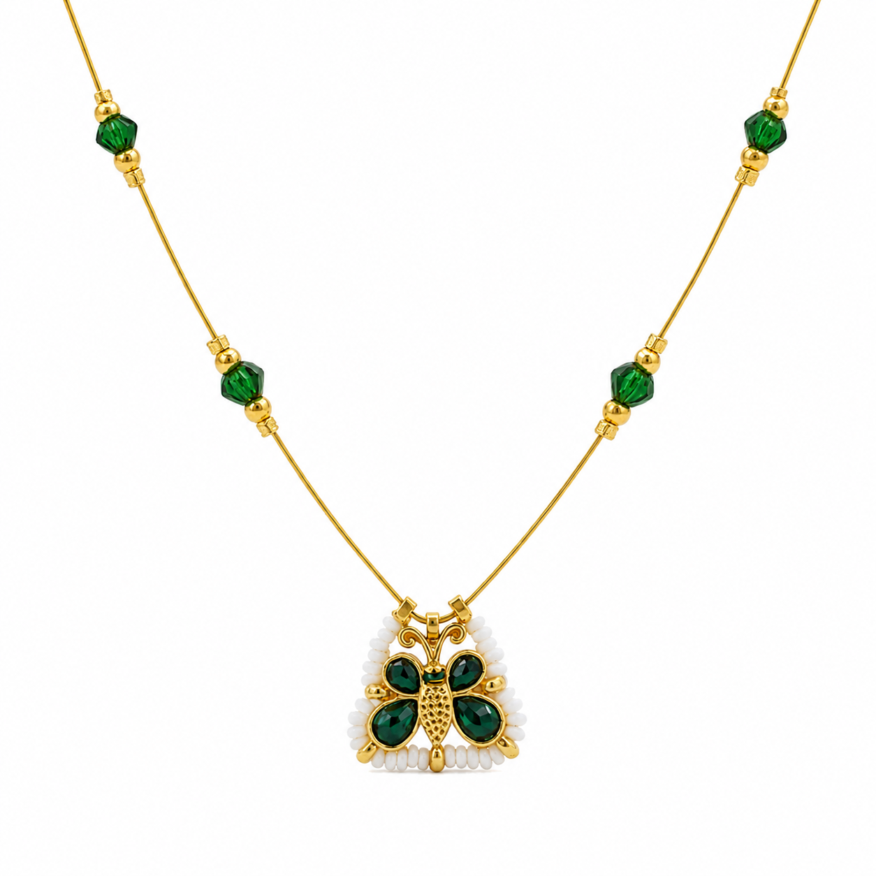 Emerald Flutter Necklace