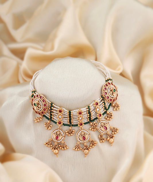 Heritage Pearl & Kundan chocker necklace set
