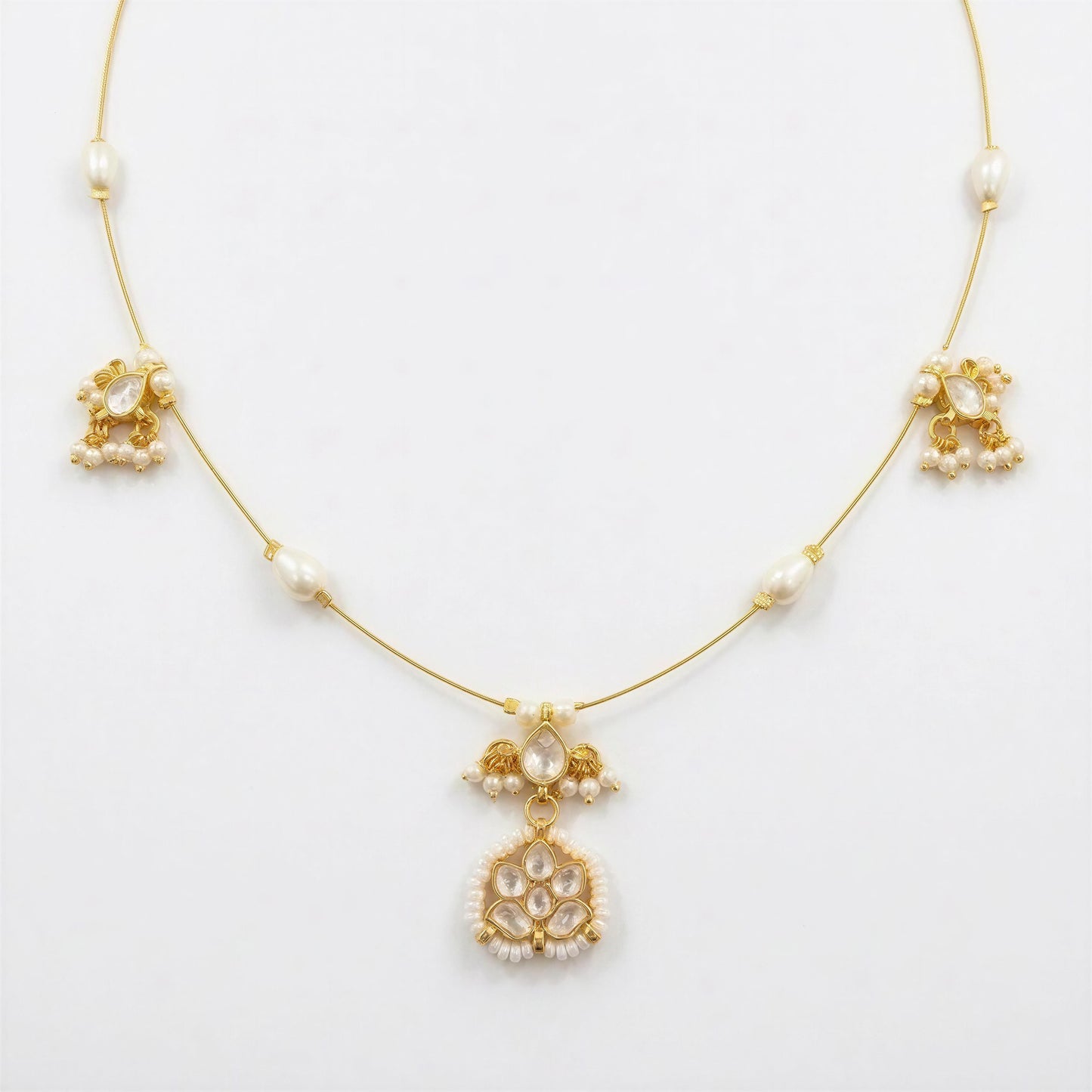 Pearl Veil Kundan Pendant Necklace MN 1014