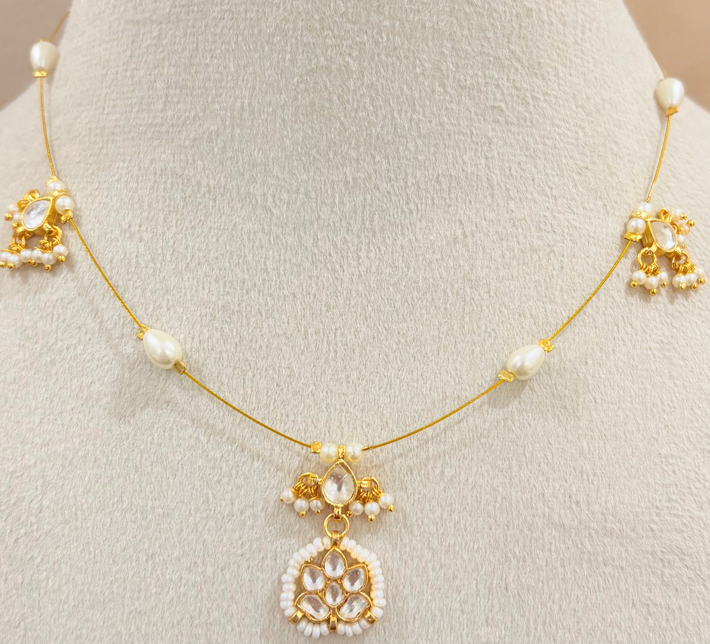Pearl Veil Kundan Pendant Necklace MN 1014