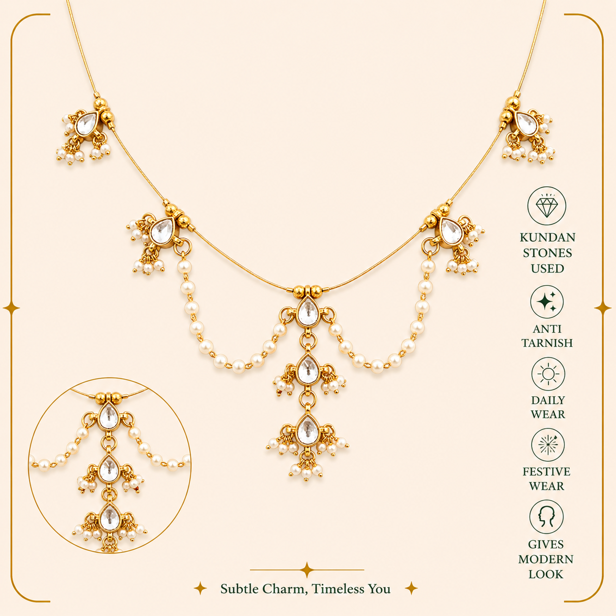 Maharani pearl drape necklace MN1018