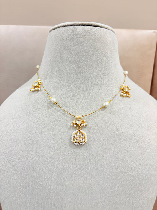 Pearl Veil Kundan Pendant Necklace MN 1014
