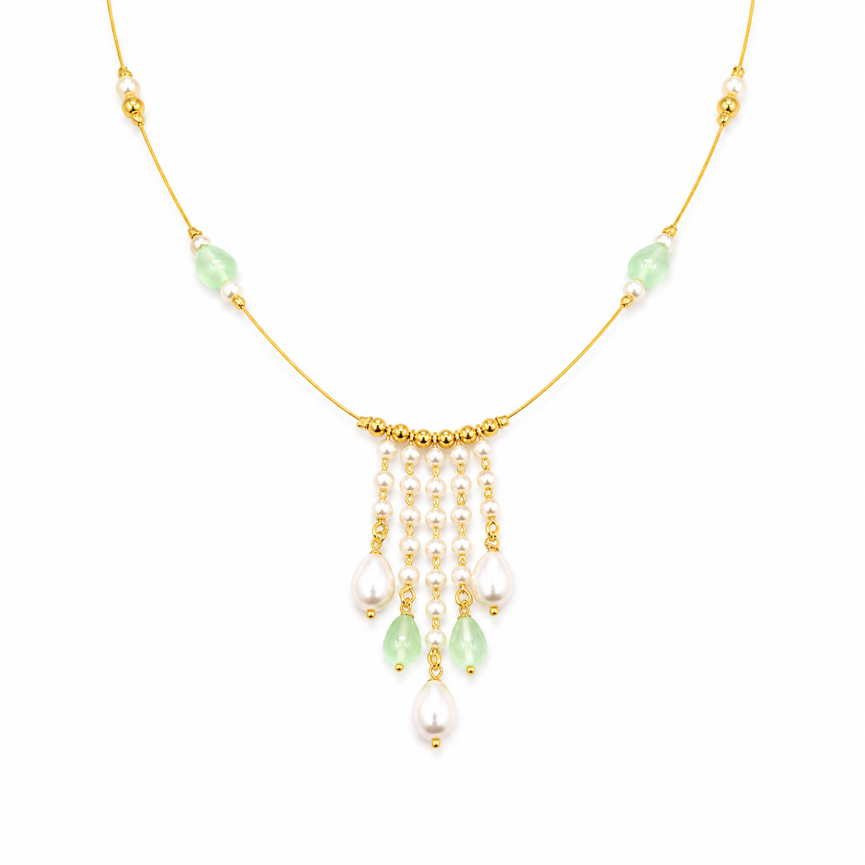 Mint pearl cascade necklace