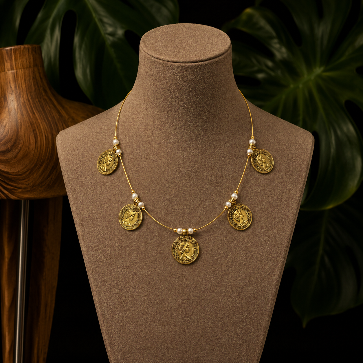 Regalia coin charm necklace