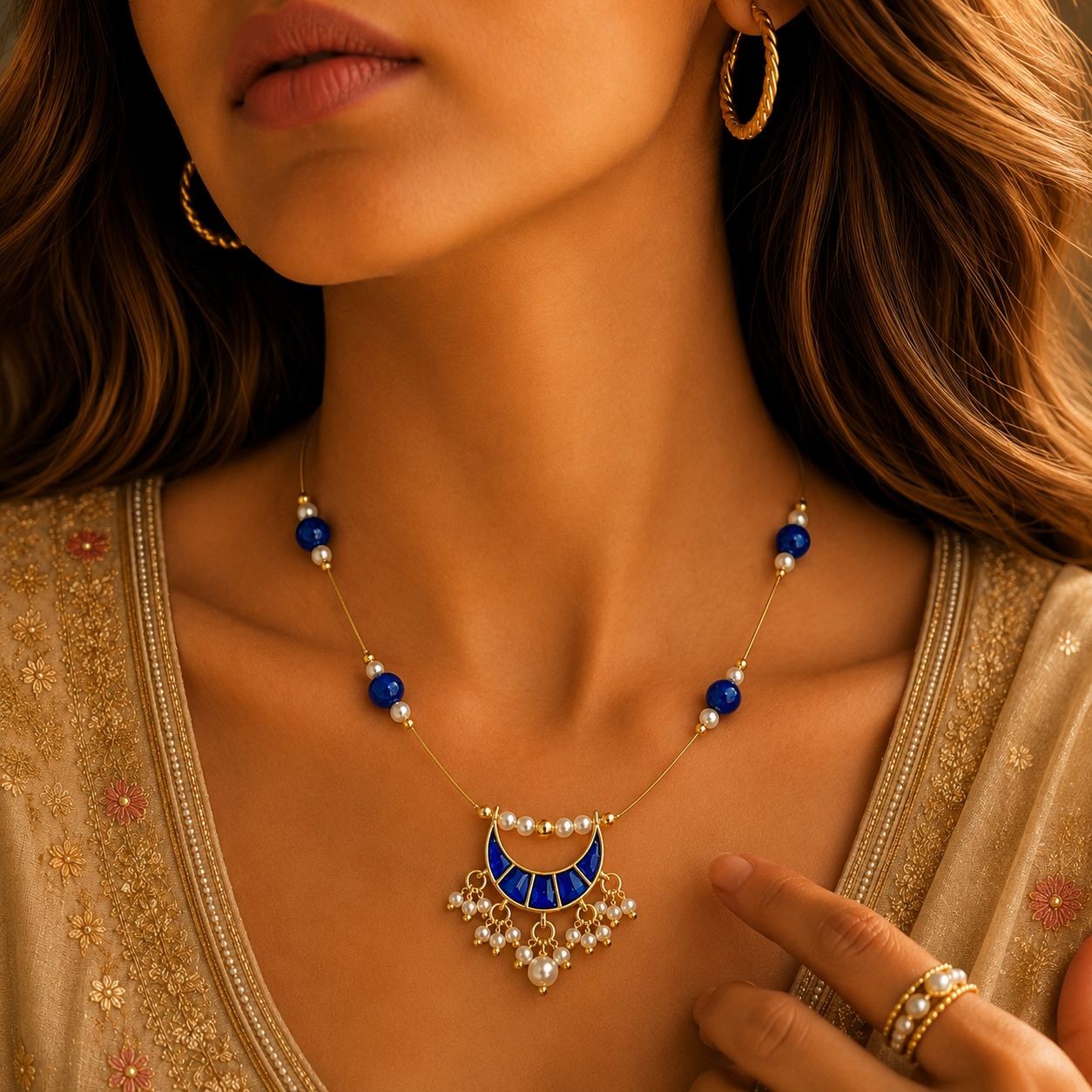 Blue bloom necklace