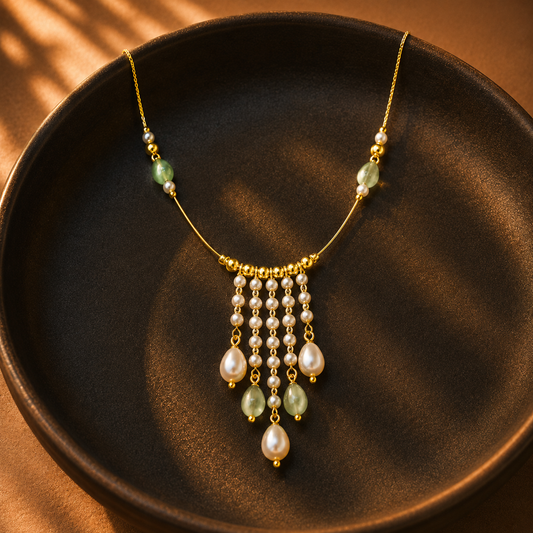 Mint pearl cascade necklace