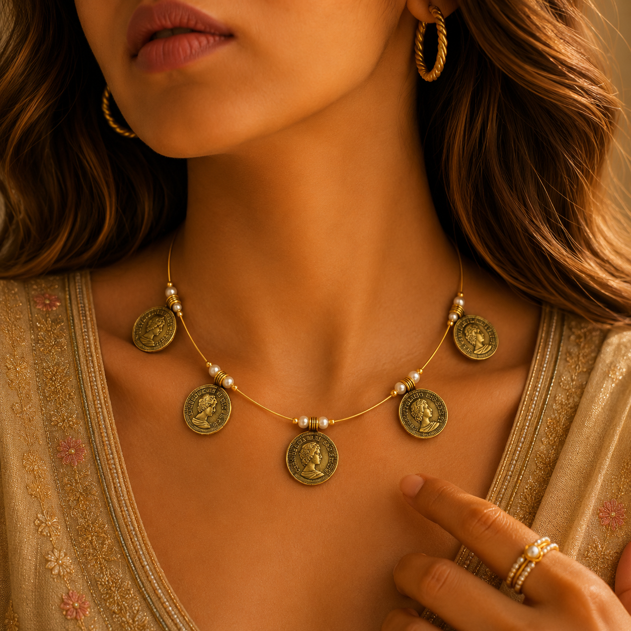 Regalia coin charm necklace