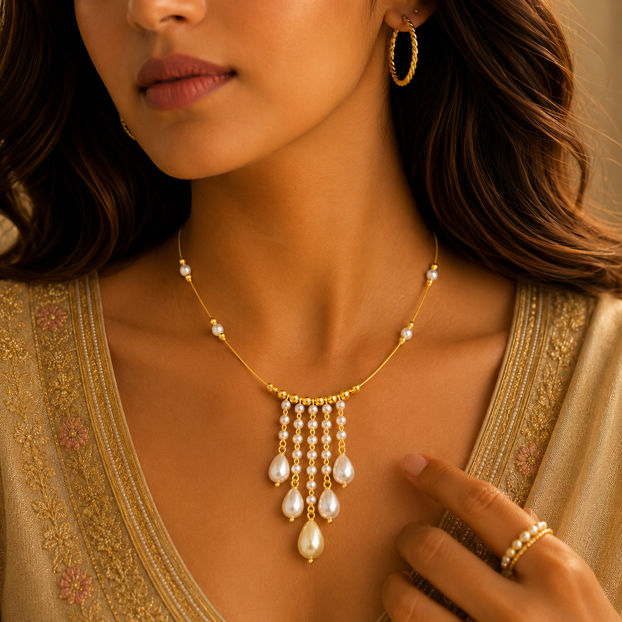 Ivory pearl cascade necklace