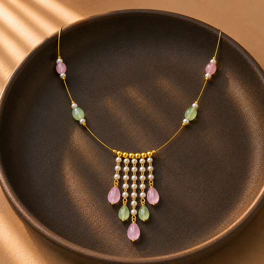Sorbet pearl cascade necklace