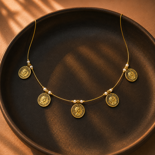Regalia coin charm necklace
