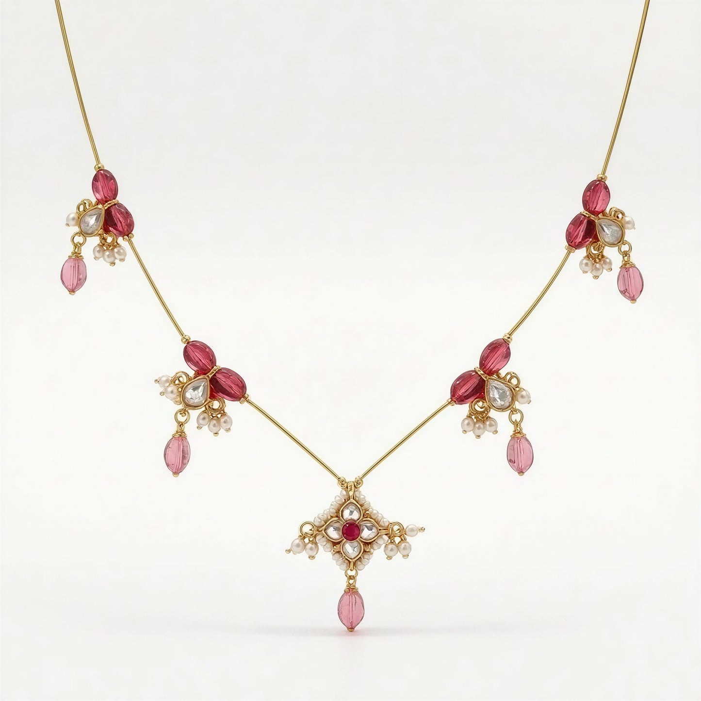 Crimson bloom ruby drop necklace MN 1012