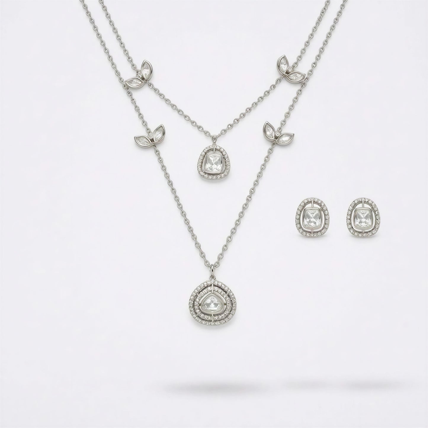 Chained kundan set swarovski finish