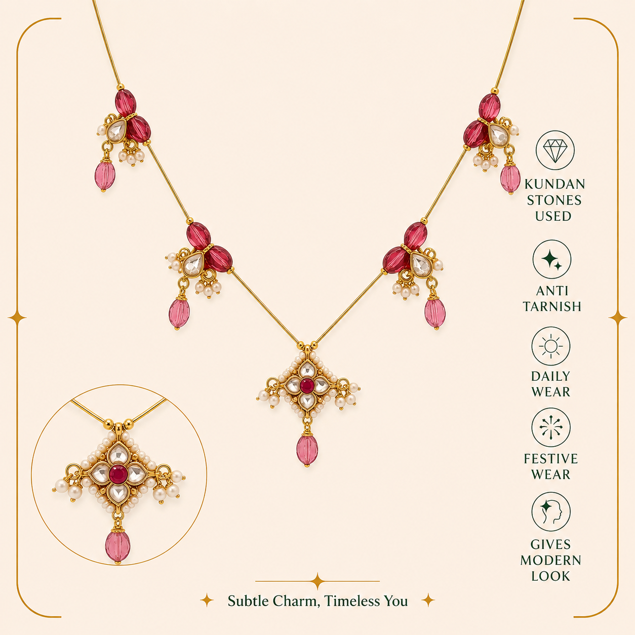 Crimson bloom ruby drop necklace MN 1012