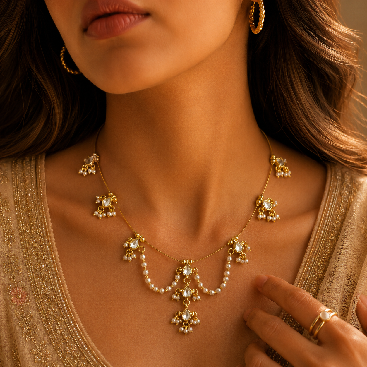 Maharani pearl drape necklace