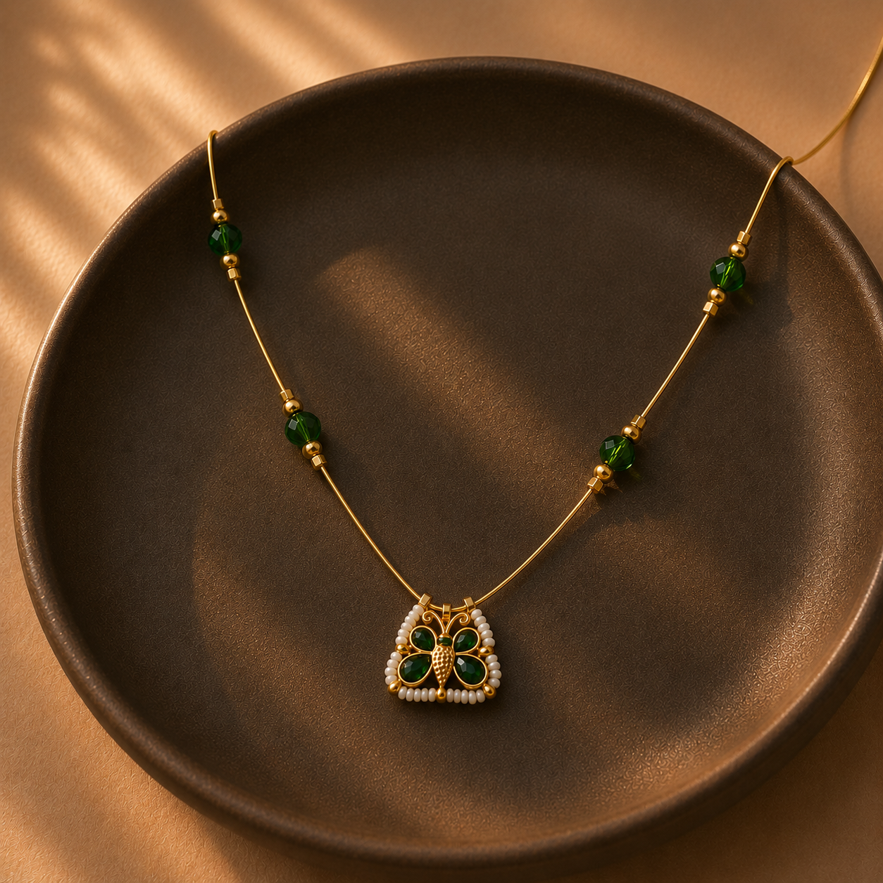 Emerald Flutter Necklace