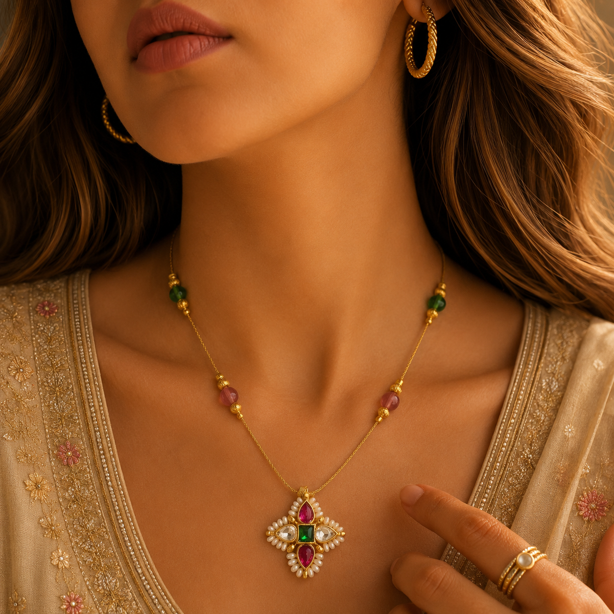 Rose charm necklace